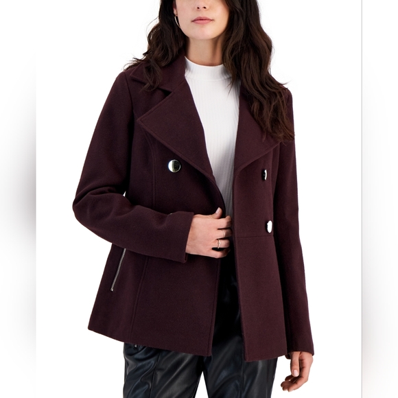 maralyn & me peacoat juniors double breasted peacoat wine - Picture 1 of 2